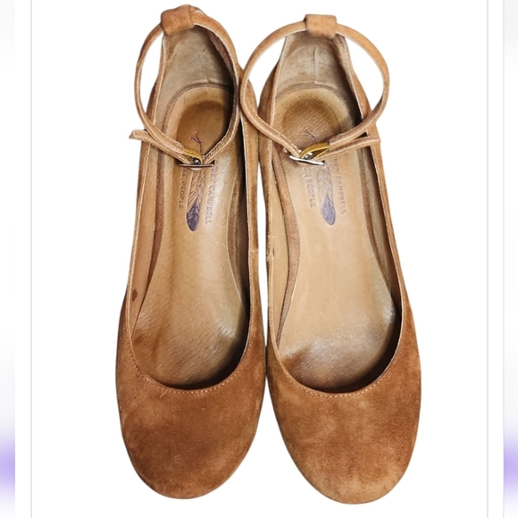 Jeffrey Campbell x Free People Delta Rust Suede Block Wood Heel Ankle Strap Boho - Picture 8 of 13